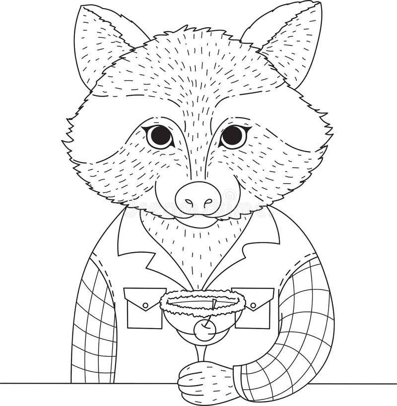 Raccoon Coloring Book: Cute Animal Stress-relief Coloring Book For Adults  a