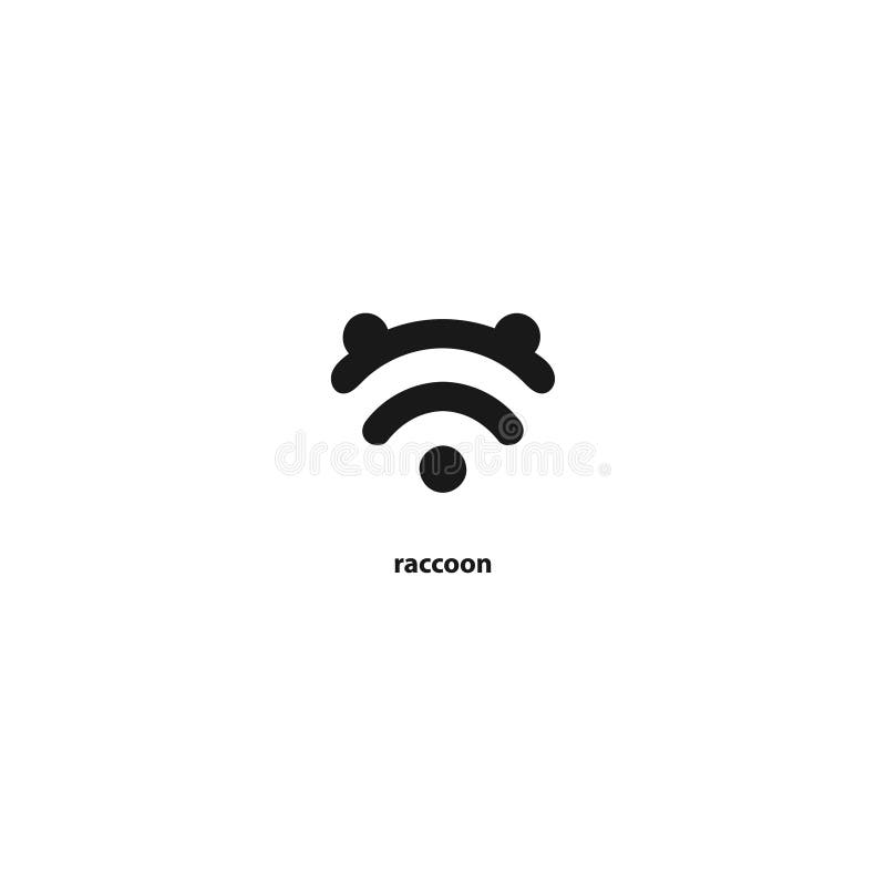 Raccoon head line icon. W-Fi signal sign.