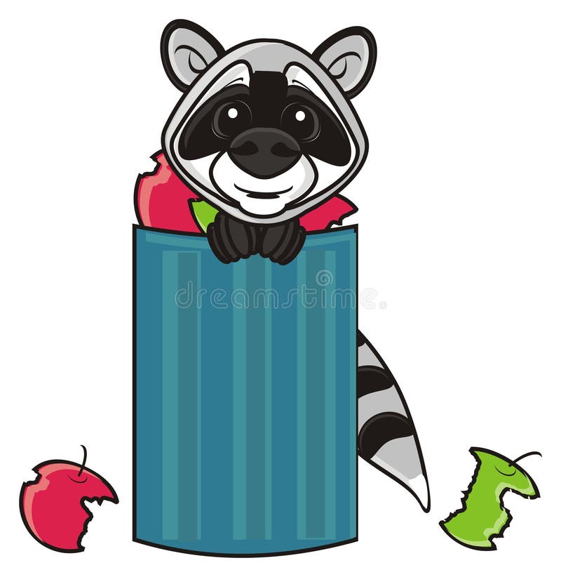 Raccoon and trash can stock illustration. Image of black - 71279462