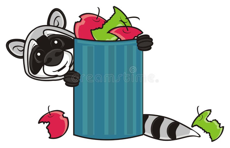 Raccoon and trash can stock illustration. Image of iron - 71280520