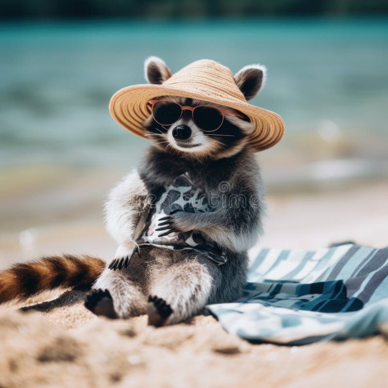 Head Of Racoon In Hipster Sunglasses Kawaii Animal Stock Illustration -  Download Image Now - iStock