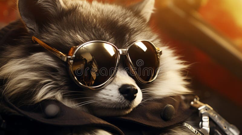 Head Of Racoon In Hipster Sunglasses Kawaii Animal Stock Illustration -  Download Image Now - iStock