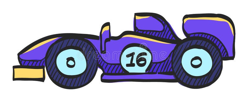 Race Car Icon in Color Drawing Stock Vector - Illustration of power, lane:  195413344