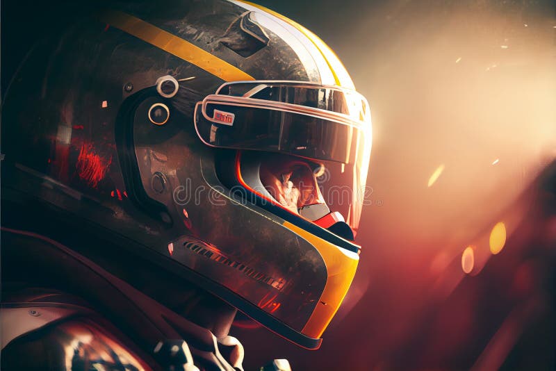 Race Driver with Helmet Sports Car Race Track Design Stock Illustration ...