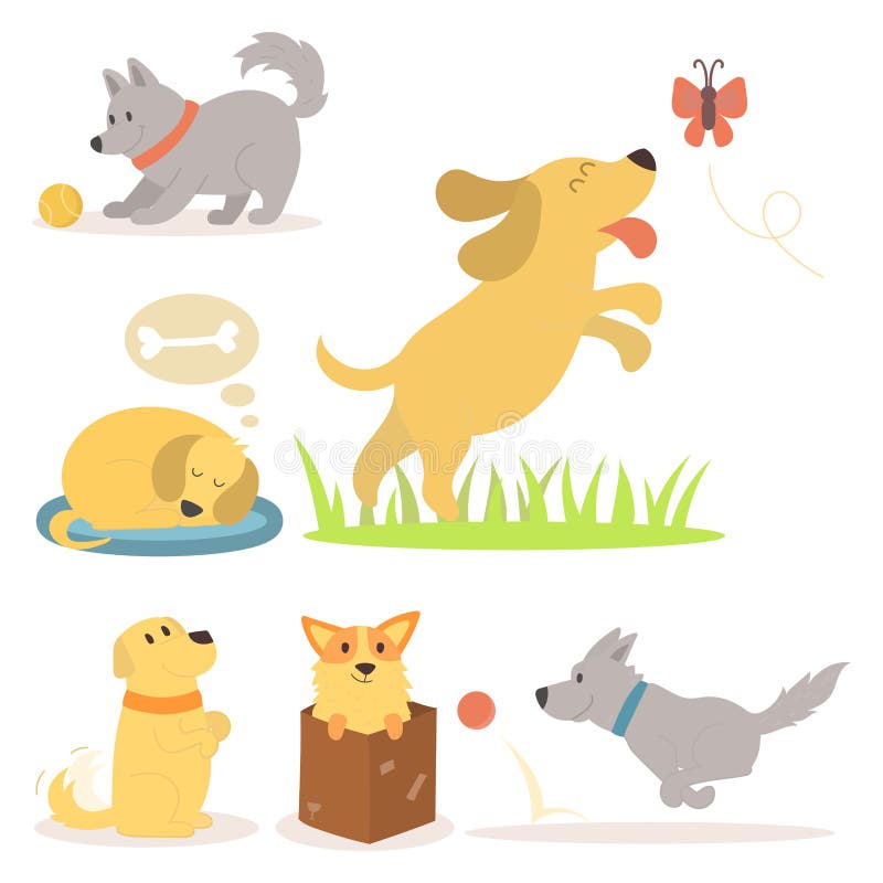 Race mammifère heureuse comique jouante mignonne de chiot de race drôle de caractères de chiens d'illustration de vecteur illustration stock Race mammifère heureuse comique jouante mignonne de chiot de race drôle de caractères de chiens d'illustration de vecteur illustration stock