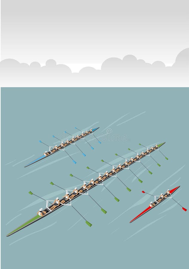 Race of men rowing team stock illustration Race of men rowing team stock illustration
