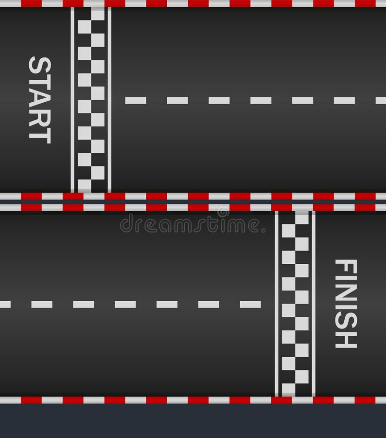 Race track with start and finish line for car. Asphalt road on f1. Texture for racing top formula. Pattern of fast speedway.