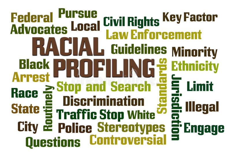 Racial Profiling word cloud on white background