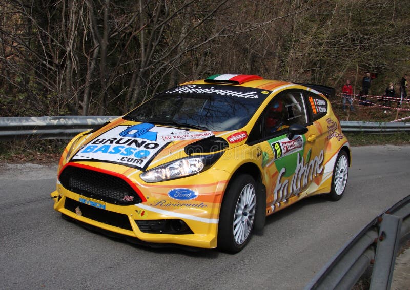 Racing car Ford Fiesta in the foreground