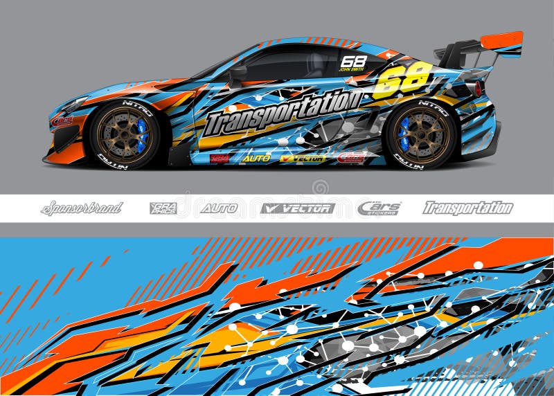 Race Car Wrap Designs. Abstract Stripe Racing Background for Vehicle