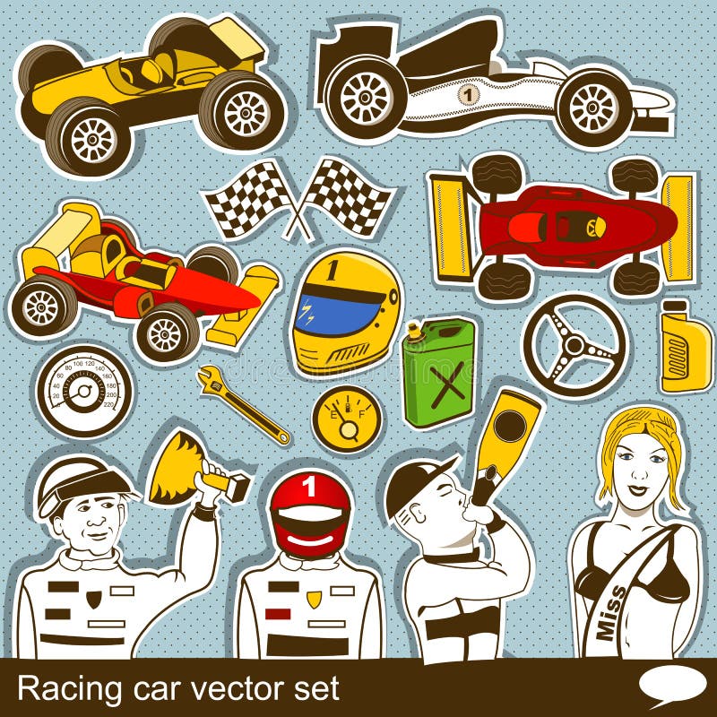 Racing car vector set