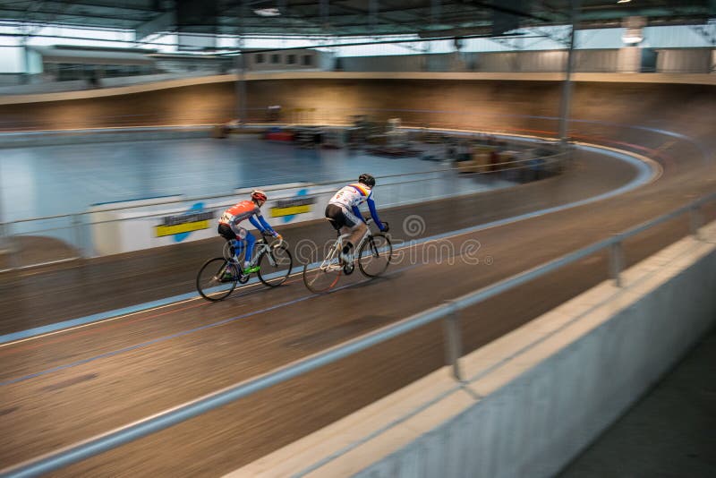 Racing Cyclists indoor,motion blurred image royalty free stock images Racing Cyclists indoor,motion blurred image royalty free stock images