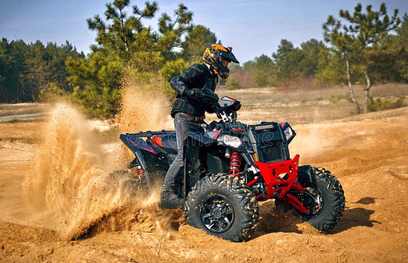 Racing in the Sand on a Fourwheel Drive Quad Stock Photo Image of terrain, four 179498724