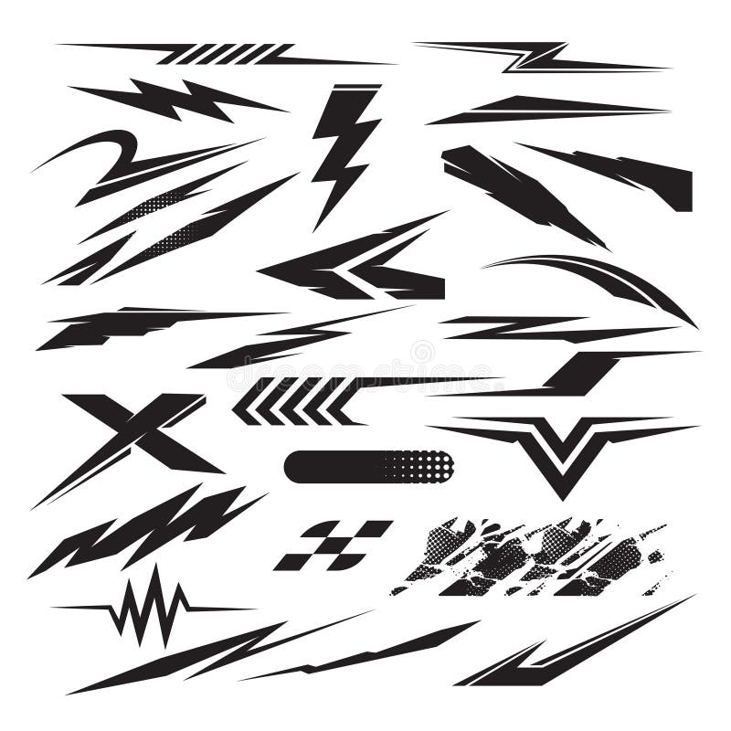 Racing Vehicle Graphics, Geometry Striped Vinyls Decals Vector Stock