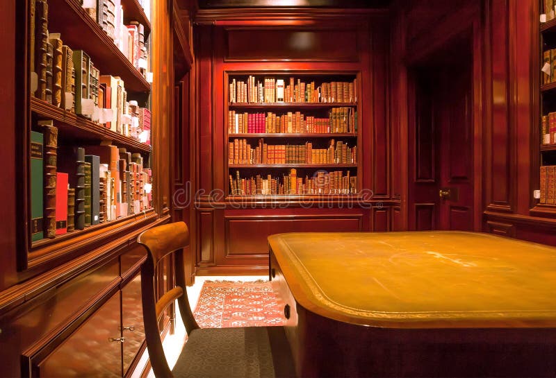 Rack with books in the Royal Library with antique furniture and bookshelves