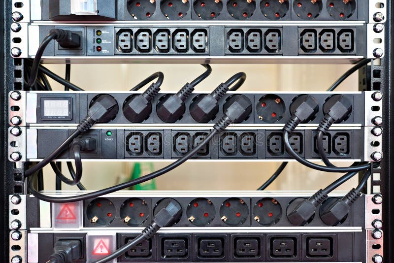 Rack with Electrical Outlets 220 Stock Photo - Image of industry