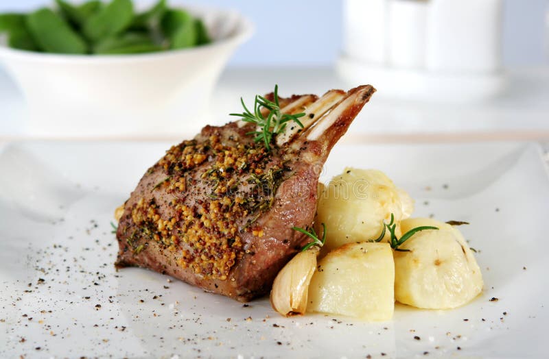 Rack of Lamb stock image. Image of eating, green, table 4278961