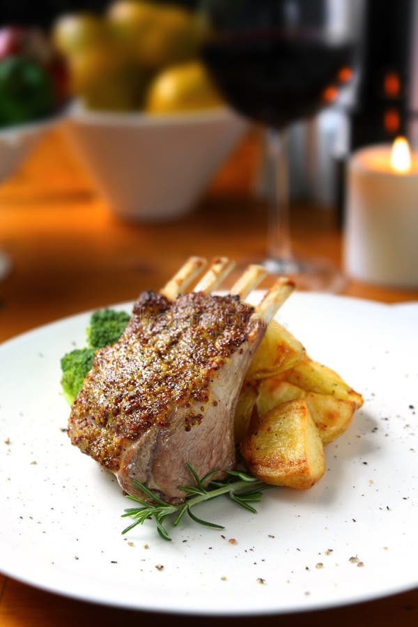 Rack of Lamb stock image. Image of eating, green, table 4278961
