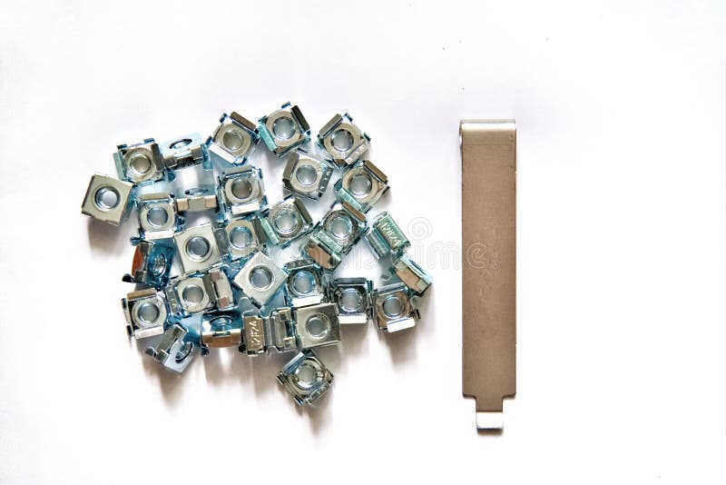 Rack Mounting Equipment Cage Nuts with Rack Studs . Stock Photo Image of hardware, cage 126251492