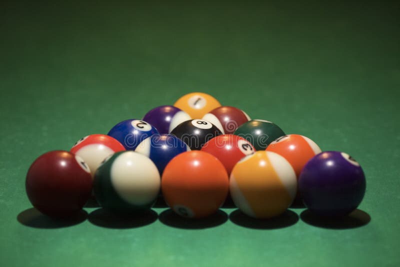 Pool balls in Rack stock photo. Image of game, billiard 3499452