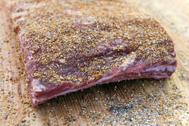 Rack of Pork Ribs Flavored Ready for the Grill Stock Photo Image of