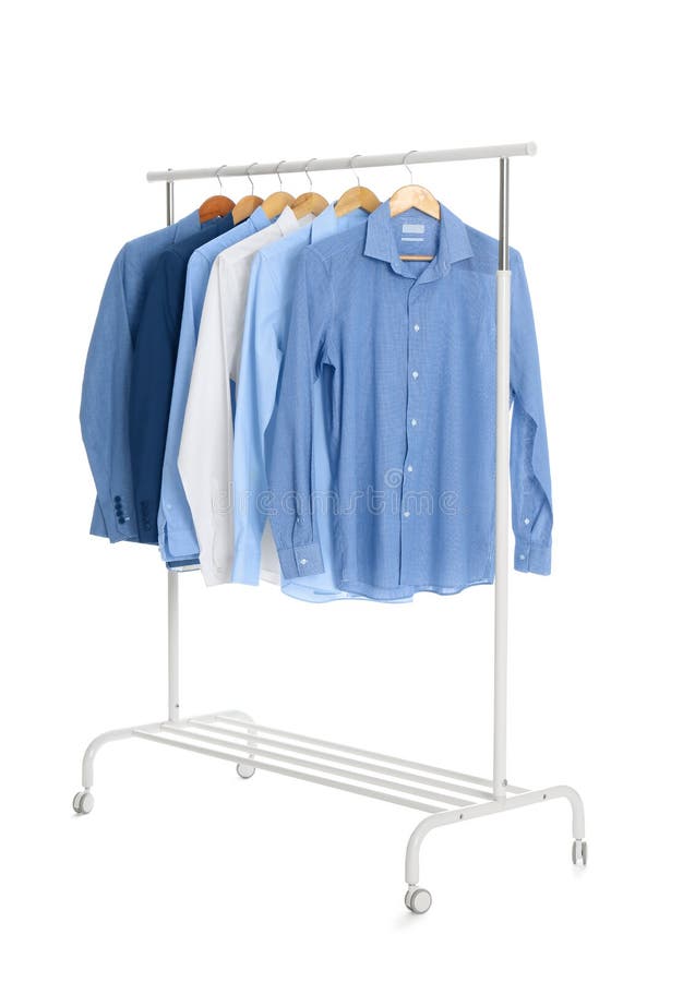 Rack with Stylish Men`s Clothes Isolated Stock Image Image of hang