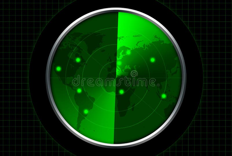Radar with a Green Display. Targets are Listed on the Radar Map Stock Image Image of computer