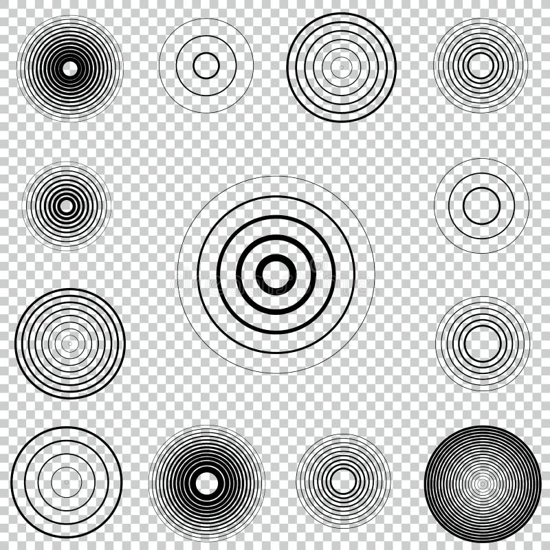 Radar screen concentric circle element set. Sound wave. Circle spin target. Radio station signal.