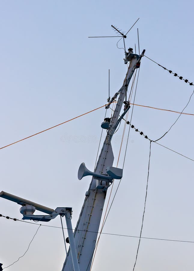 Radars antennas control navigation equipment cruise ship stock images