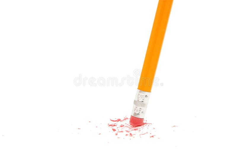 Pencil Erasing Over White Background. Pencil Erasing Over White Background