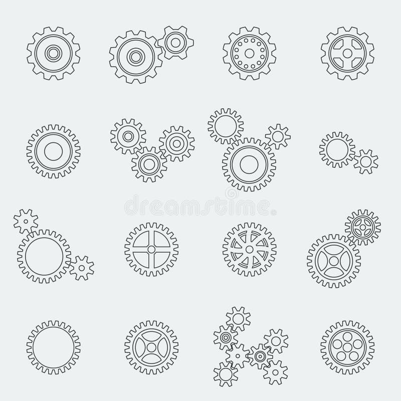 Radertjeswielen en toestellenpictogrammen vector illustratie Radertjeswielen en toestellenpictogrammen vector illustratie