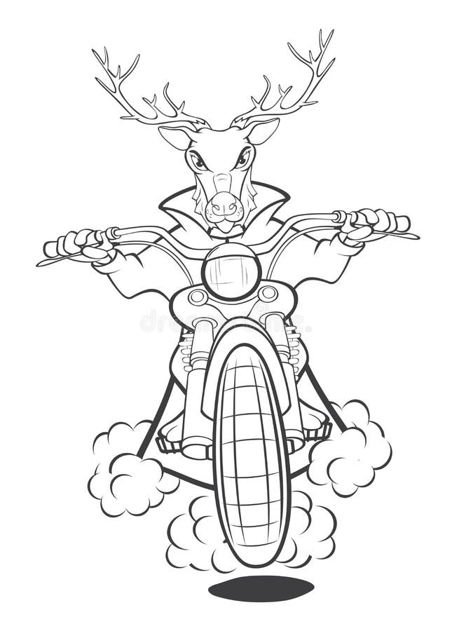 Radfahrer-Elche eine Motorrad-Karikatur-Illustration Bunte grafische Abbildung umreiß vektor abbildung Radfahrer-Elche eine Motorrad-Karikatur-Illustration Bunte grafische Abbildung umreiß vektor abbildung