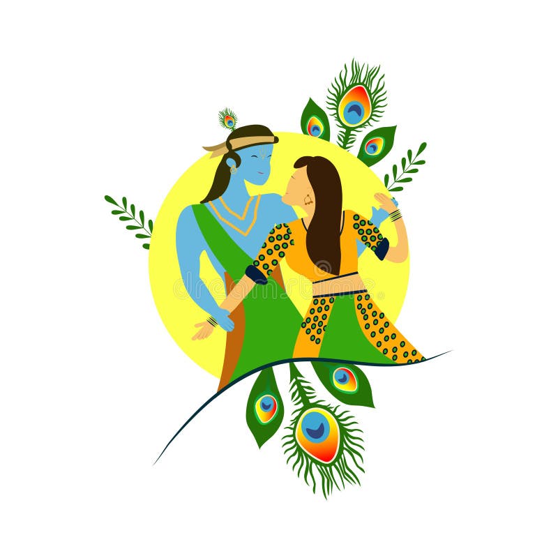 Radhey Krishna Vector Art Bella Radha Krishna Ilustración del Vector Ilustración de feliz