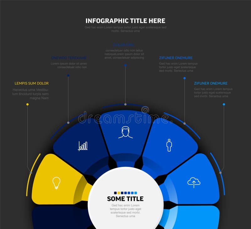 Radial Infographic Template Design with Icons - Data Visualization Chart stock illustration