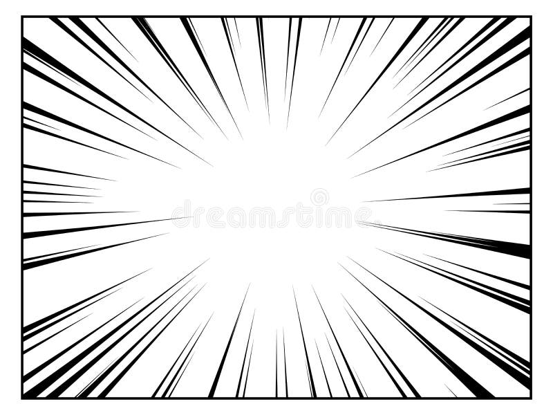 Radial comics lines. Comic book speed horizontal line cover speed texture  action ray explosion hero drawing cartoon set Stock Vector