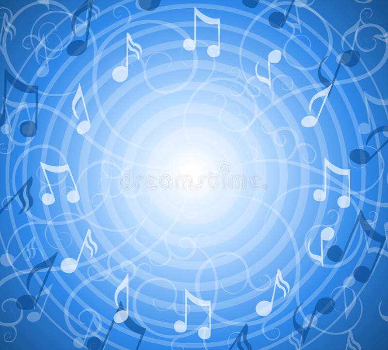 Radial Music Notes Blue Background Stock Illustration - Illustration of
