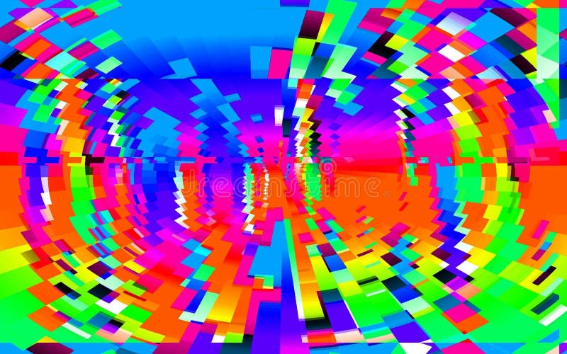 Radial waves- colorful generative glitch artwork stock illustration