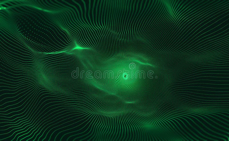 Radial waves in cyber space. Digital information field, peer-to-peer Internet, secure data array vector illustration