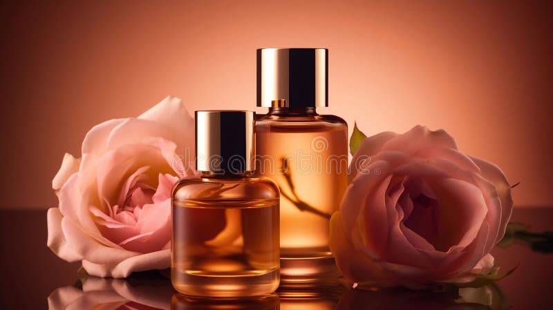 Radiant Elegance: Luxury Skincare in Amber Glass Bottles Set Against a  Dusty Pink Rose Background. Generative AI Stock Illustration - Illustration  of bottle, product: 279639347
