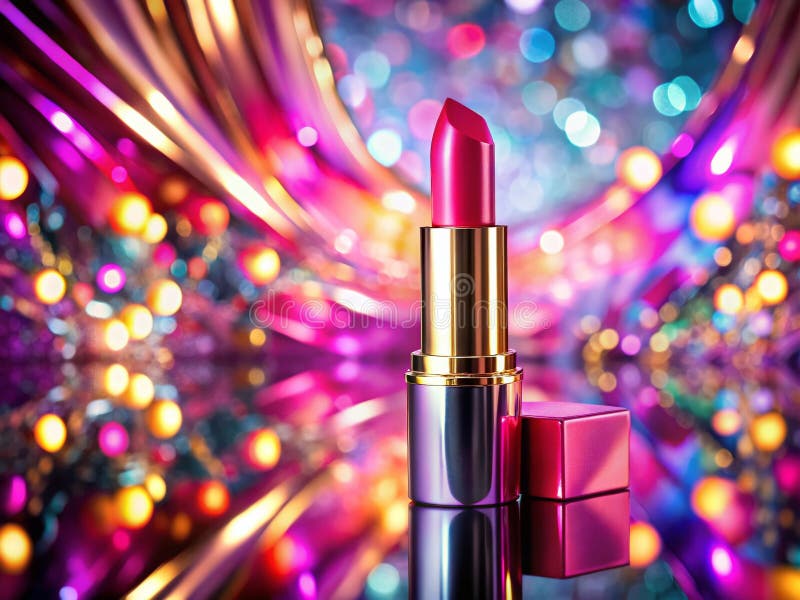 Radiant hot Pink-häftstift i ett lätt metallhölje en skarp bild för marknadsföring eller förpackning av skönhetsprodukter vektor illustrationer