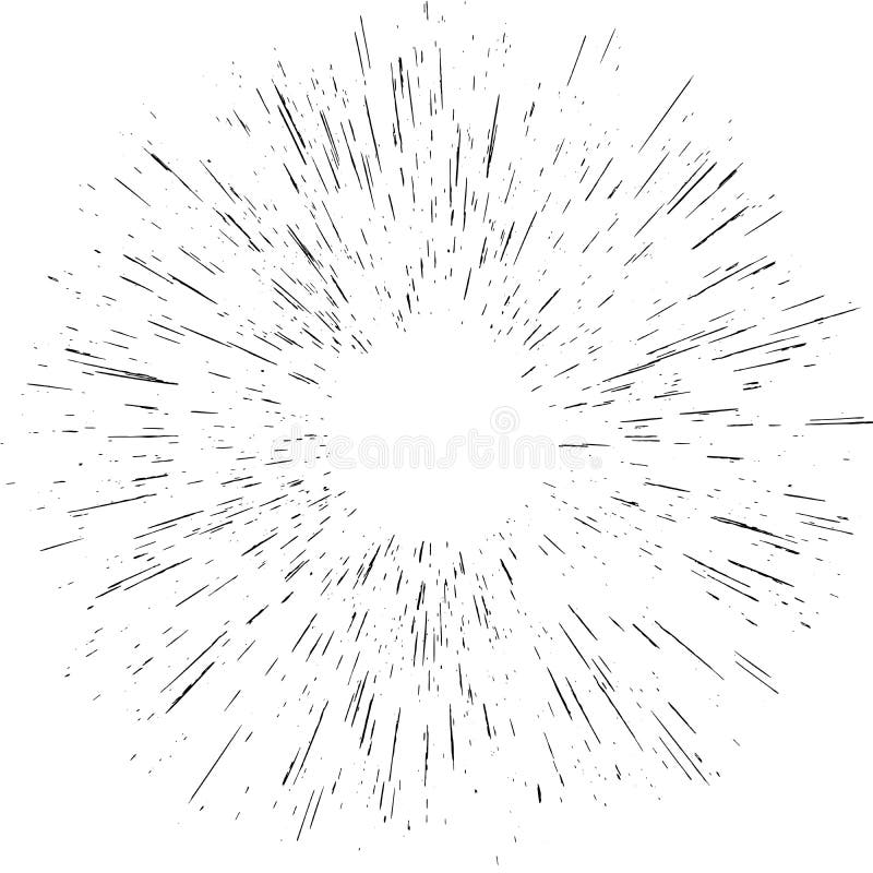Radiating from the center burst light rays object element effect isolated. Abstract explosion or speed motion. EPS 10 stock illustration