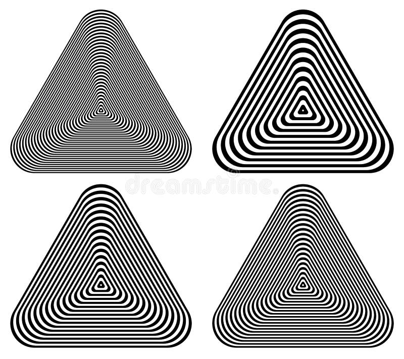 Radiating Contour Triangles Isolated on White Stock Vector ...