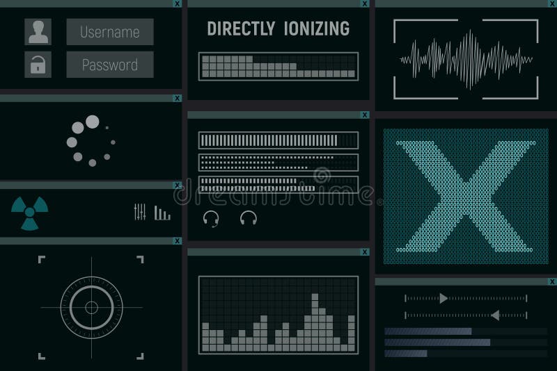 Radiation computer scan monitor. vector illustration