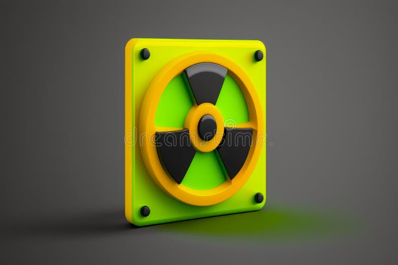 Radiation Hazard Sign in 3d Style on Solid Color Background. Stock