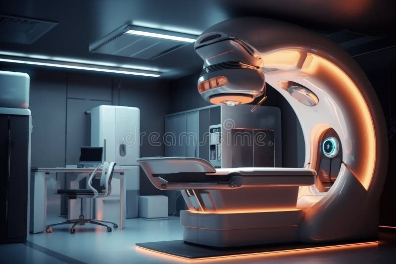 Radiation therapy machine oncology care generative ai vector illustration