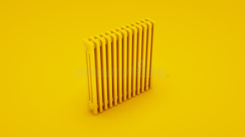 Radiatore tubolare d'acciaio giallo illustrazione 3D illustrazione di stock Radiatore tubolare d'acciaio giallo illustrazione 3D illustrazione di stock