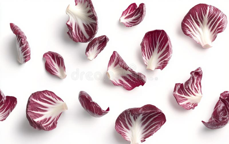 Radicchio deja patrón aislado en ai generador de fondo blanco ilustración del vector