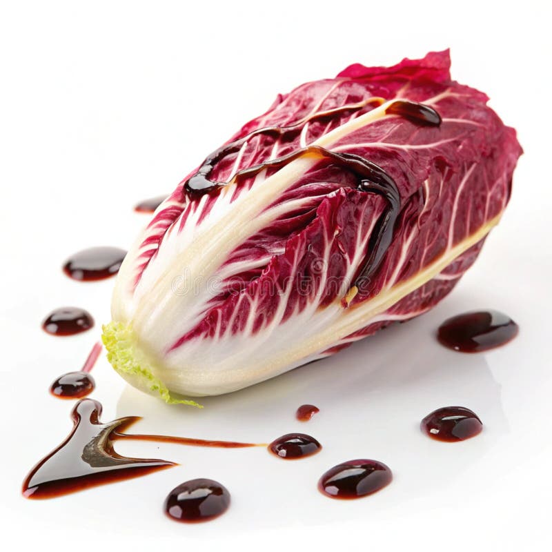 Radicchio natural y fresco con vidrio balsámico ilustración del vector