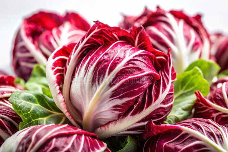 Radicchio rojo y blanco radiante deja una vibrante adición orgánica a tus creaciones culinarias stock de ilustración