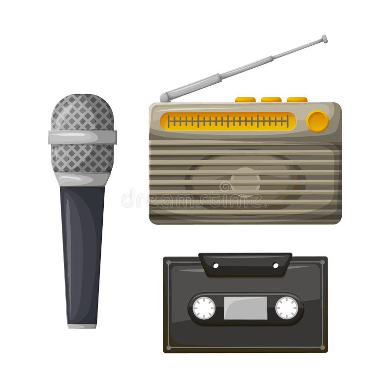 Radio with Antenna and Cassette with Microphone